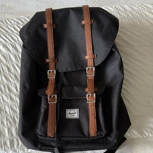 Herschel Supply Company Black Backpack with Brown Straps